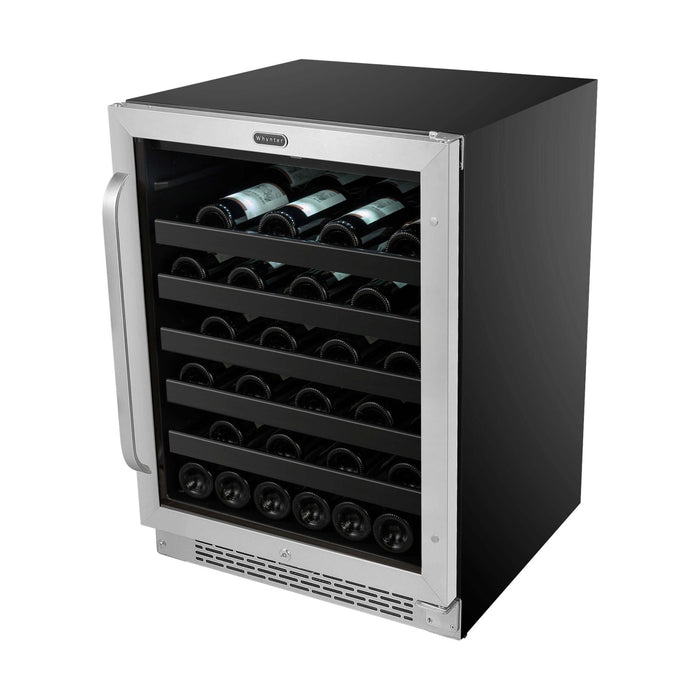 Whynter 24 inch Built-In 46 Bottle Undercounter Stainless Steel Wine Cooler with Reversible Door, Digital Control, Lock and Carbon Filter BWR-408SB