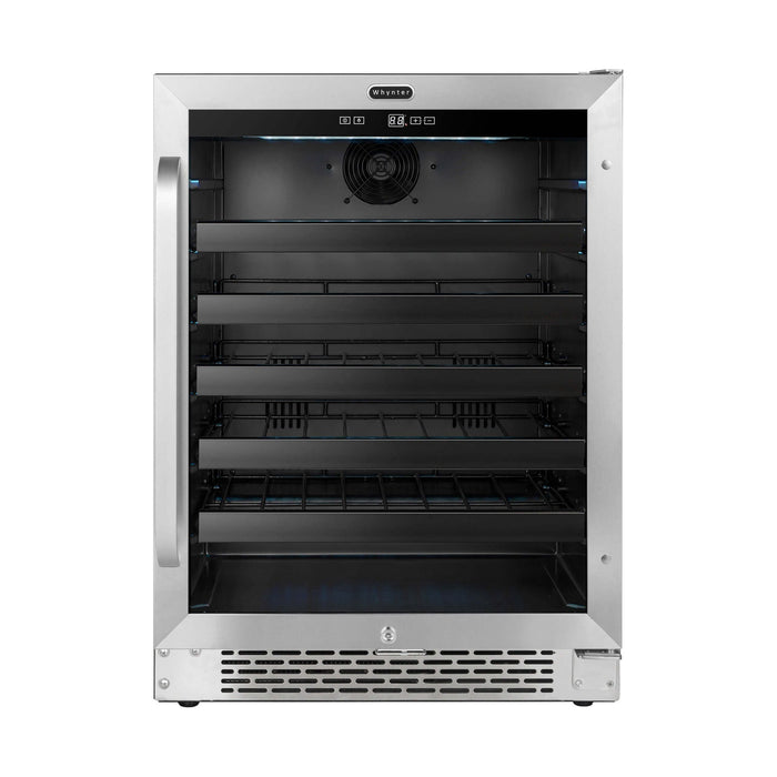 Whynter 24 inch Built-In 46 Bottle Undercounter Stainless Steel Wine Cooler with Reversible Door, Digital Control, Lock and Carbon Filter BWR-408SB