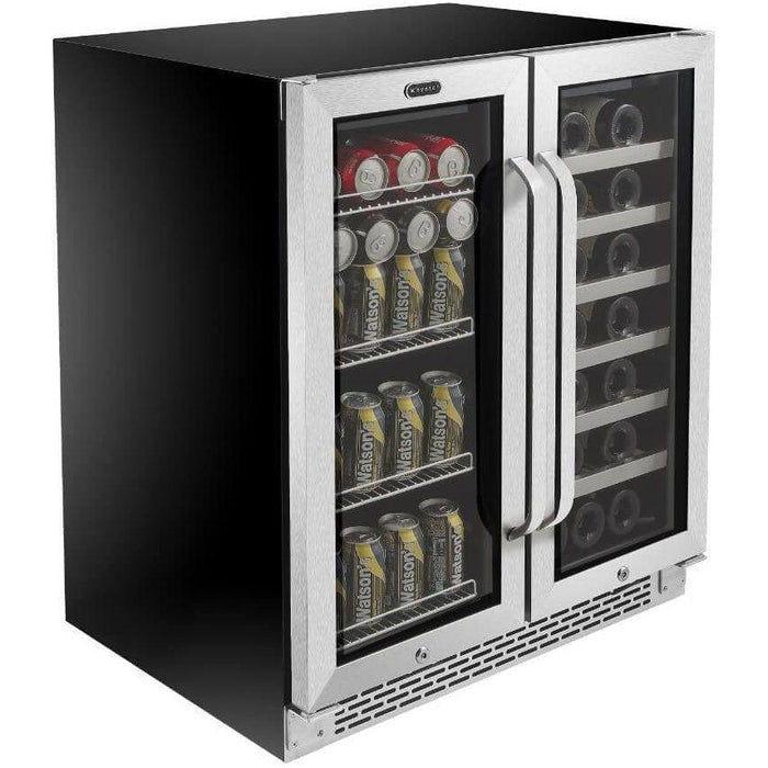 Whynter 30″ Built-In French Door Dual Zone 33 Bottle Wine Refrigerator 88 Can Beverage Center BWB-3388FDS