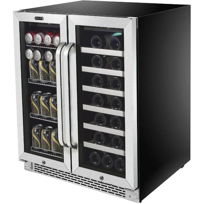 Whynter 30″ Built-In French Door Dual Zone 33 Bottle Wine Refrigerator 88 Can Beverage Center BWB-3388FDS