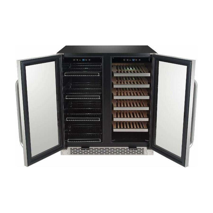 Whynter 30″ Built-In French Door Dual Zone 33 Bottle Wine Refrigerator 88 Can Beverage Center BWB-3388FDS