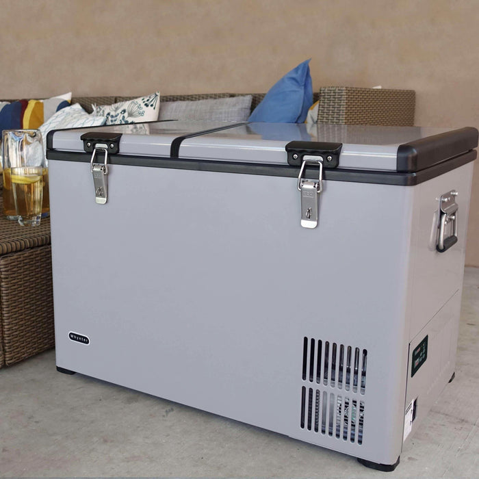 Whynter 90 Quart Dual Zone Portable Fridge/ Freezer with 12v Option and Wheels FM-901DZ