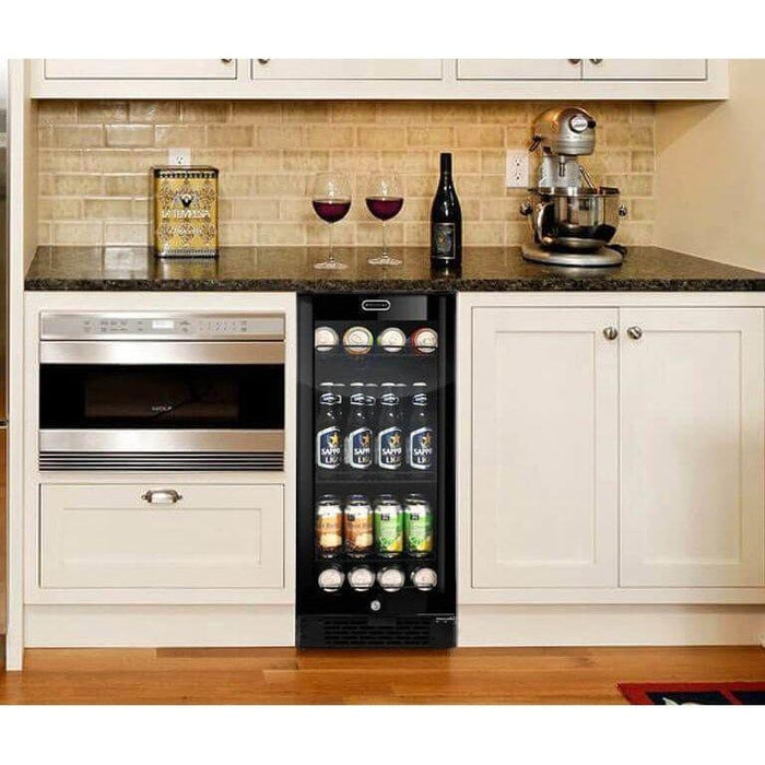 Whynter Black Glass 80-can Capacity 3.4 cu ft. Built-in Beverage Refrigerator BBR-801BG