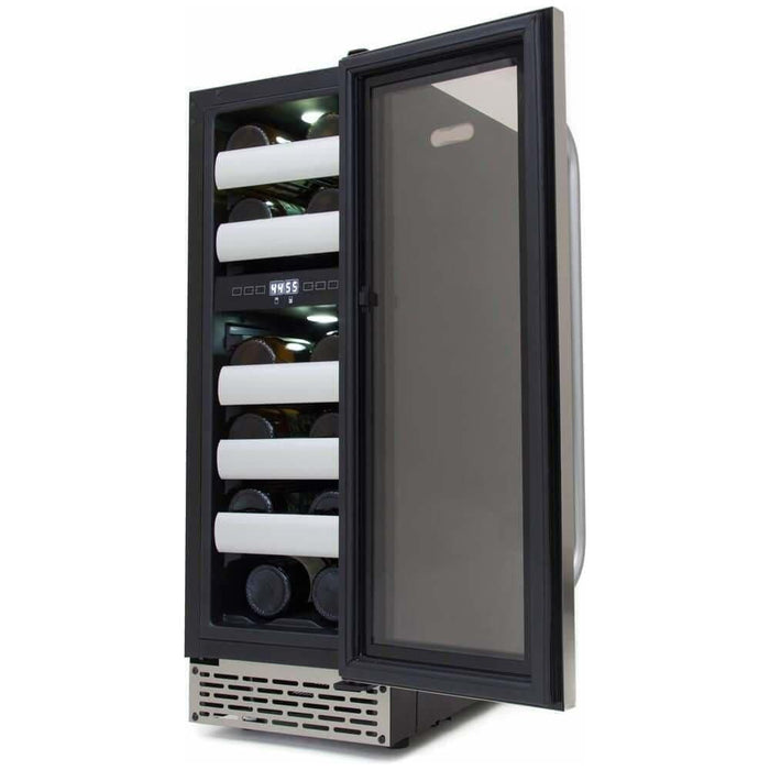 Whynter Elite 17 Bottle Seamless Stainless Steel Door Dual Zone Built-in Wine Refrigerator BWR-171DS