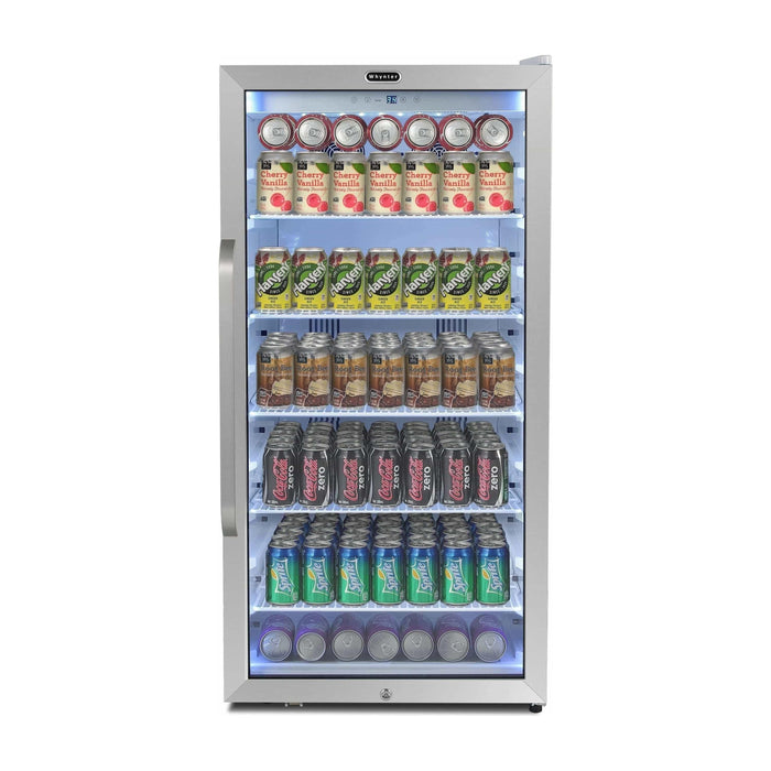 Whynter Freestanding 8.1 Cu. Ft. White Stainless Steel Commercial Beverage Merchandiser Refrigerator with Superlit Door and Lock CBM-815WS