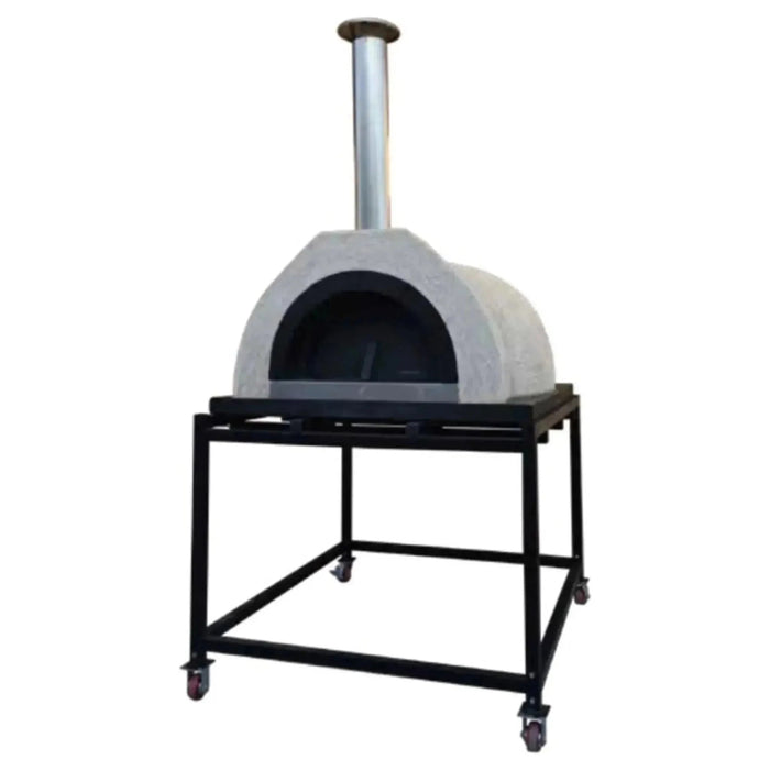 WPPO DIY 55-Inch D x 52-Inch W x 31-Inch H Tuscany Wood Fired Pizza Oven with Stainless Steel Flue & Black Door WDIY-AD100