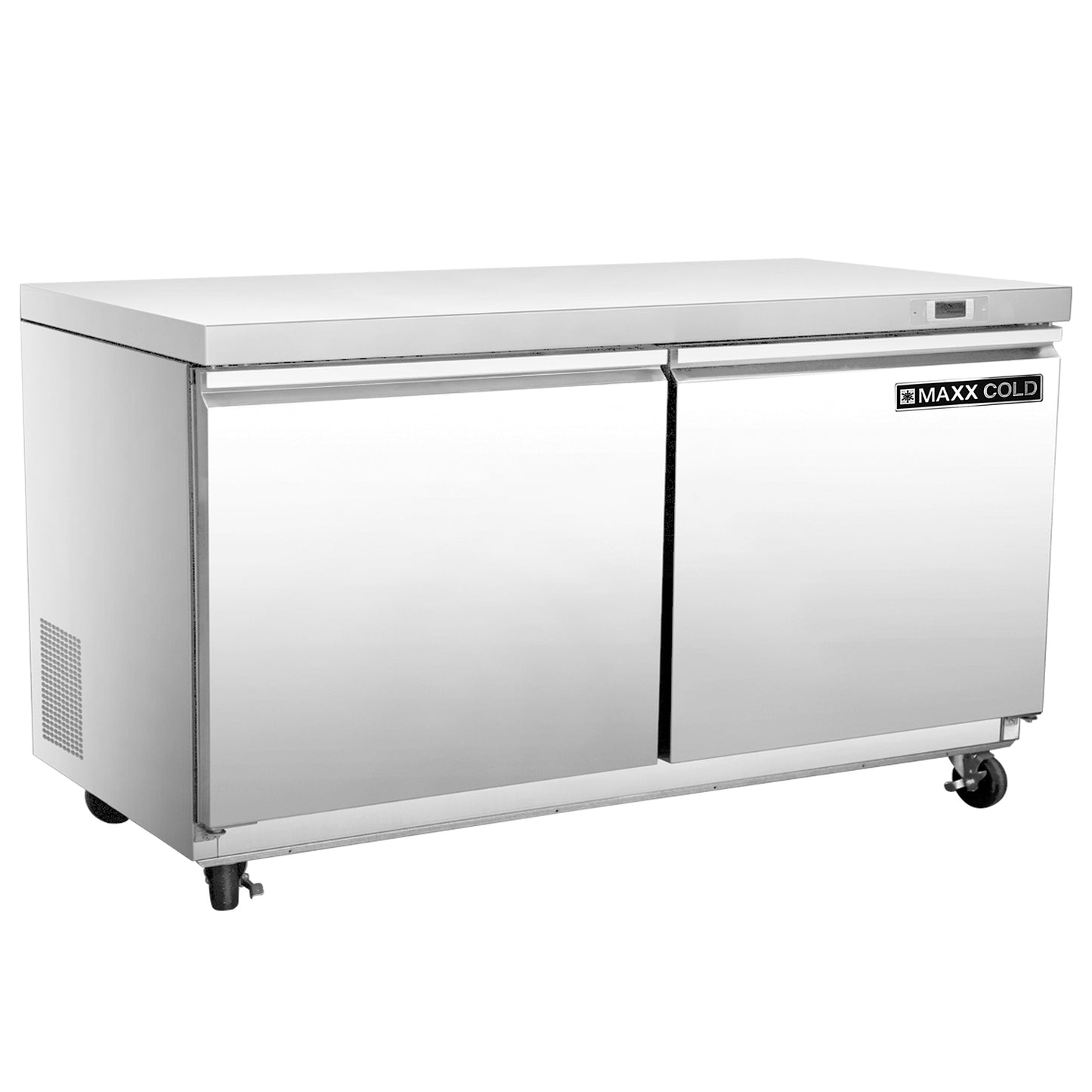 Maxx Cold Double Door Undercounter Refrigerator, 61"W, 14.1 cu. ft. Storage Capacity, in Stainless Steel - MXSR60UHC