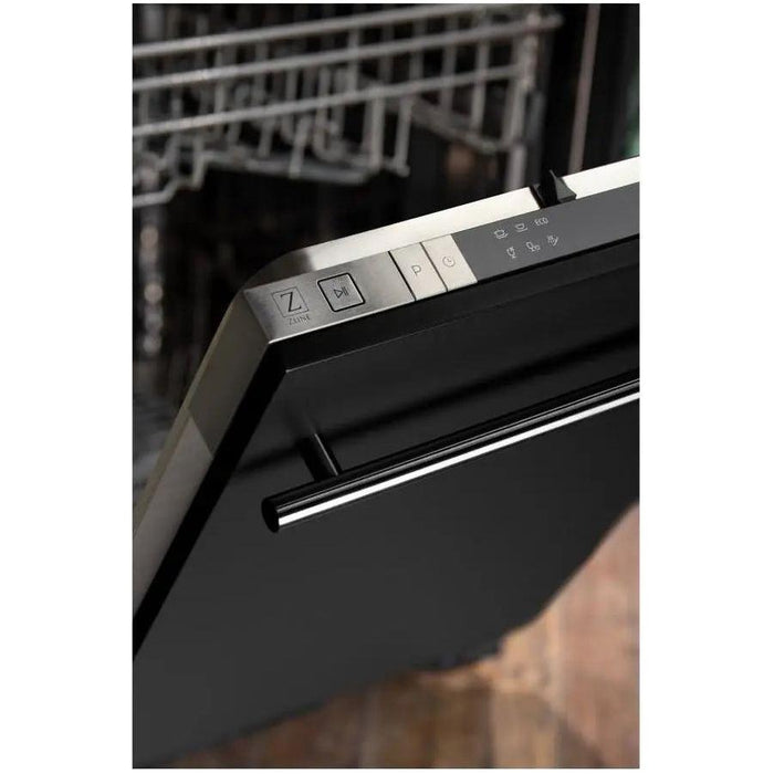 ZLINE 18 in. Top Control Dishwasher In Black Matte Stainless Steel Tub and Modern Style Handle DW-BLM-H-18