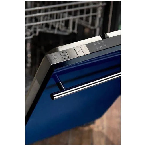 ZLINE 18 in. Top Control Dishwasher In Blue Gloss Stainless Steel with Modern Style Handle DW-BG-H-18