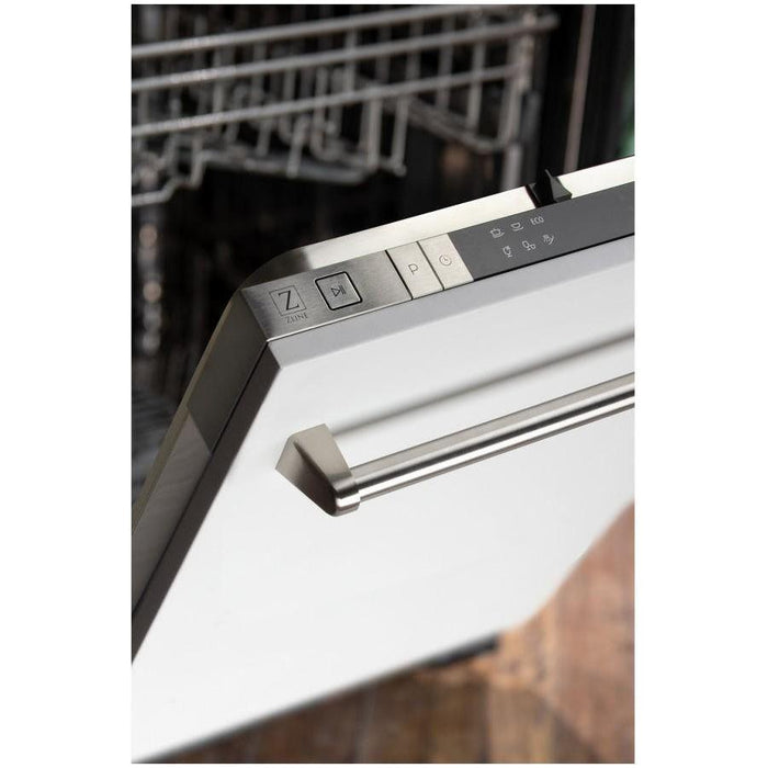 ZLINE 18 in. Top Control Dishwasher in White Matte Stainless Steel DW-WM-18