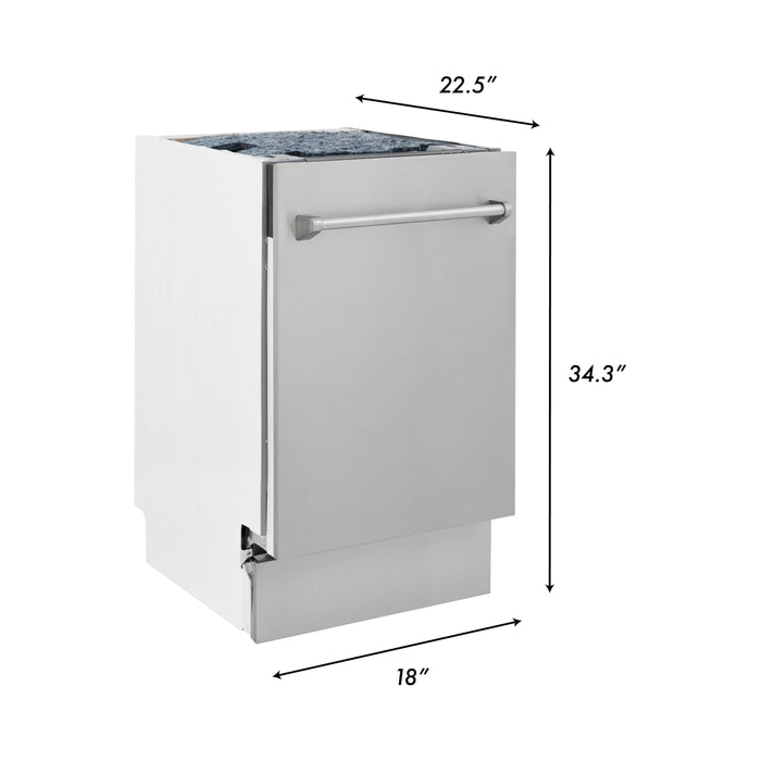 ZLINE 18 in. Top Control Tall Dishwasher In Blue Gloss with 3rd Rack DWV-BG-18