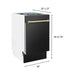 ZLINE 18-Inch Autograph Edition Tall Tub Dishwasher in Black Stainless Steel with Gold Handle (DWVZ-BS-18-G)