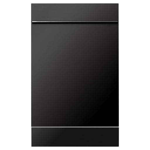 ZLINE 18 Inch Compact Black Stainless Steel Top Control Dishwasher with Stainless Steel Tub and Modern Style Handle DW-BS-H-18