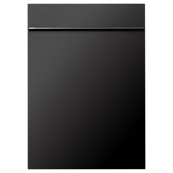 ZLINE 18 Inch Compact Black Stainless Steel Top Control Dishwasher with Stainless Steel Tub and Modern Style Handle DW-BS-H-18