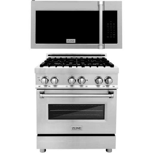 ZLINE 2-Piece Appliance Package - 30 In. Dual Fuel Range, Over-the-Range Microwave, 2KP-RAOTRH30