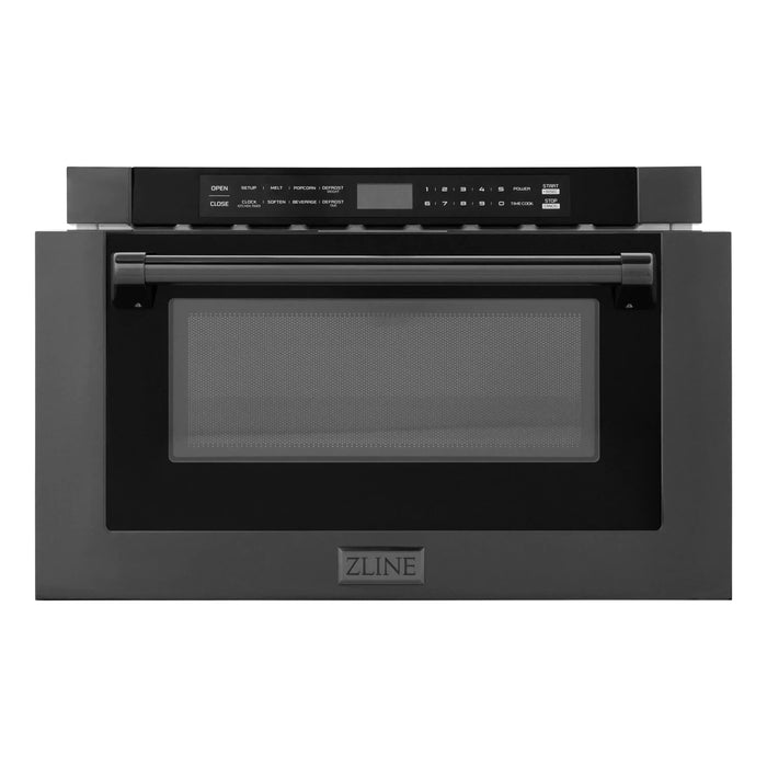 ZLINE 24" 1.2 cu. ft. Built-in Microwave Drawer in Black Stainless Steel, MWD-1-BS-H