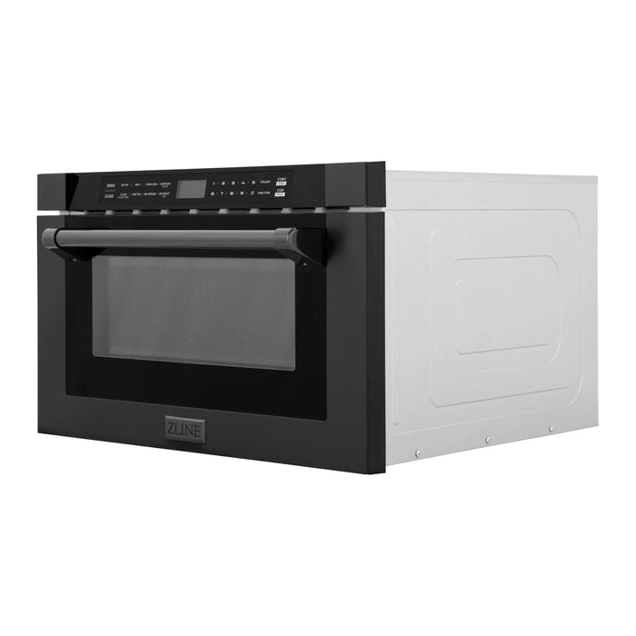 ZLINE 24" 1.2 cu. ft. Built-in Microwave Drawer in Black Stainless Steel, MWD-1-BS-H