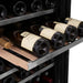 ZLINE 24" Autograph Dual Zone 44-Bottle Wine Cooler in Stainless Steel with Gold Accents, RWVZ-UD-24-G