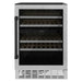 ZLINE 24" Autograph Dual Zone 44-Bottle Wine Cooler in Stainless Steel with Matte Black Accents, RWVZ-UD-24-MB