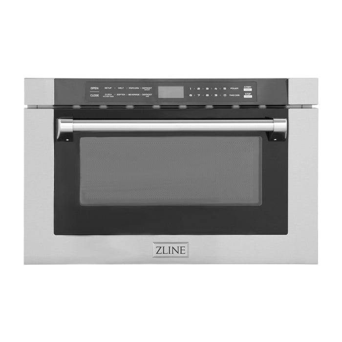 ZLINE 24 In. 1.2 cu. ft. Built-in Microwave Drawer with a Traditional Handle in Stainless Steel, MWD-1-H