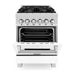 ZLINE 24 in. 2.8 cu. ft. Dual Fuel Range with Gas Stove and Electric Oven In DuraSnow Stainless Steel and White Matte Door RAS-WM-24