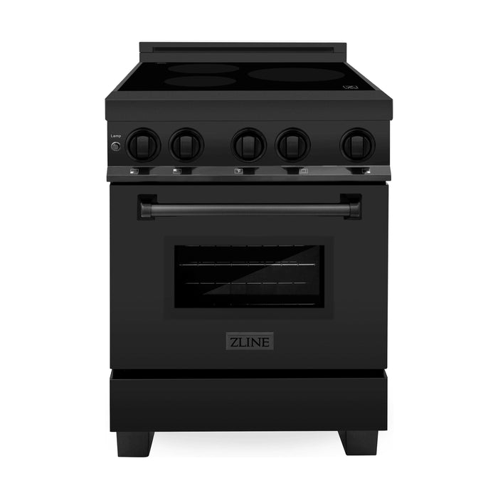 ZLINE 24 In. 2.8 cu. ft. Induction Range with 3 Element Stove and Electric Oven in Black Stainless Steel, RAIND-BS-24