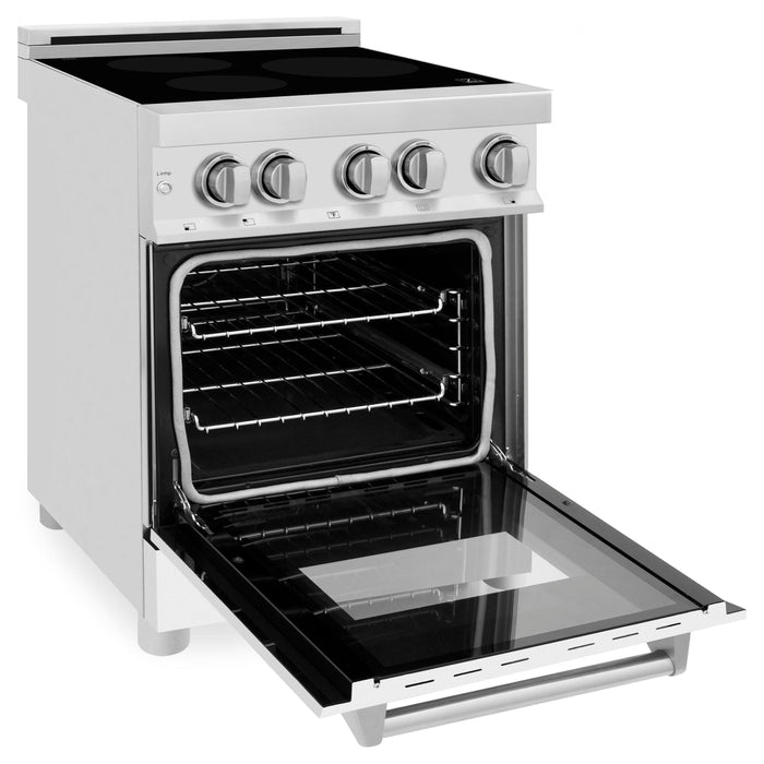 ZLINE 24 In. 2.8 cu. ft. Induction Range with a 3 Element Stove and Electric Oven in White Matte, RAIND-WM-24