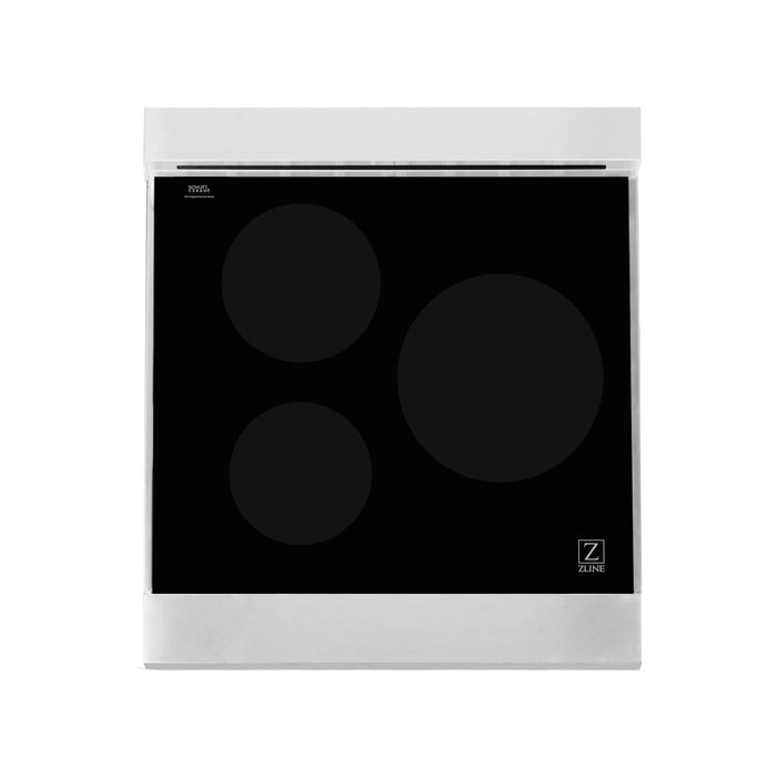 ZLINE 24 In. 2.8 cu. ft. Induction Range with a 3 Element Stove and Electric Oven in White Matte, RAIND-WM-24