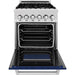 ZLINE 24 in. 2.8 cu. ft. Professional Range with Gas Burner and Electric Oven DuraSnow Stainless Steel with Blue Gloss Door RAS-BG-24