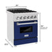 ZLINE 24 in. 2.8 cu. ft. Professional Range with Gas Burner and Electric Oven DuraSnow Stainless Steel with Blue Gloss Door RAS-BG-24