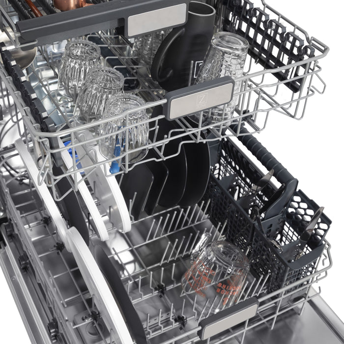 ZLINE 24 In. Monument Series 3rd Rack Top Touch Control Dishwasher in DuraSnow® Stainless Steel, 45dBa, DWMT-SN-24