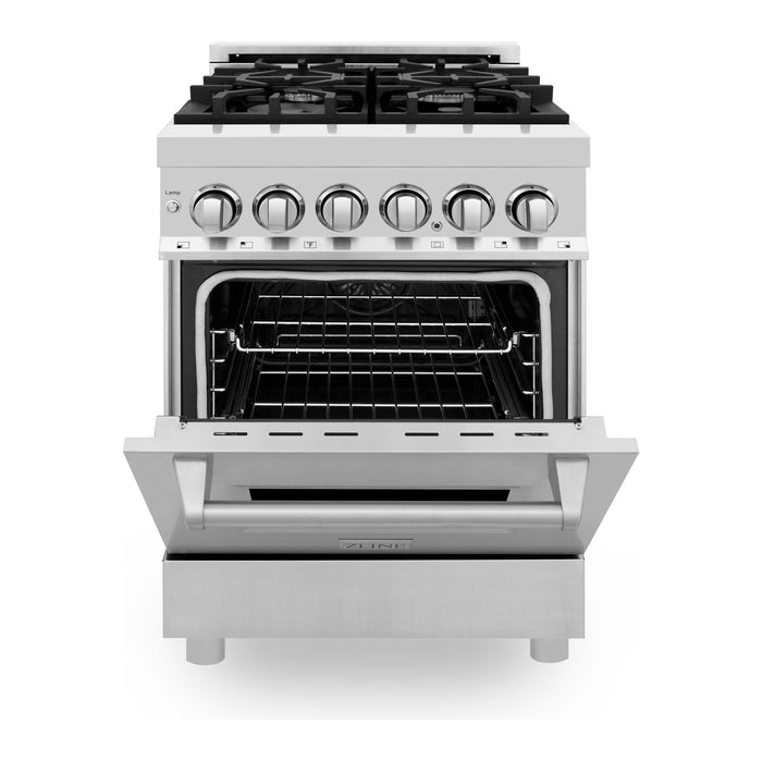 ZLINE 24 in. Professional Dual Fuel Range with Gas Burner and Electric Oven In Stainless Steel RA24