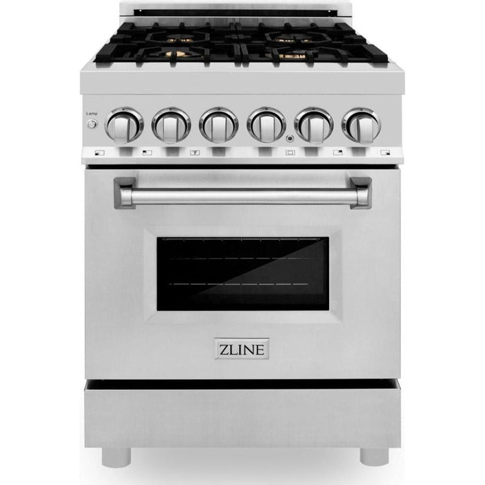 ZLINE 24 in. Professional Gas Burner/Electric Oven Stainless Steel Range with Brass Burners RA-BR-24