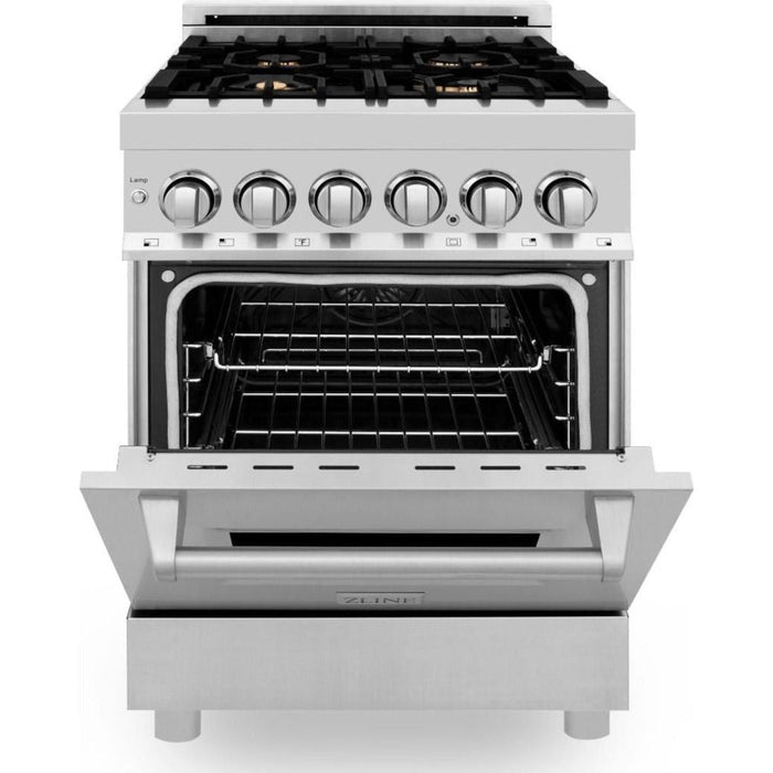 ZLINE 24 in. Professional Gas Burner/Electric Oven Stainless Steel Range with Brass Burners RA-BR-24