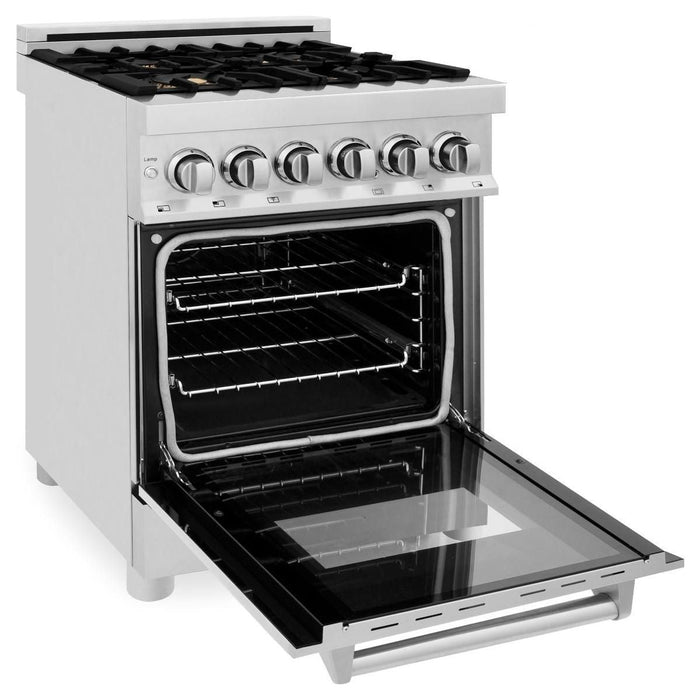 ZLINE 24 in. Professional Gas Burner/Electric Oven Stainless Steel Range with Brass Burners RA-BR-24