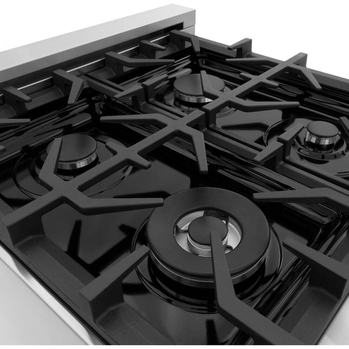 ZLINE 24 In. Professional Gas Range In Stainless Steel With Black Matte Door, RG-BLM-24