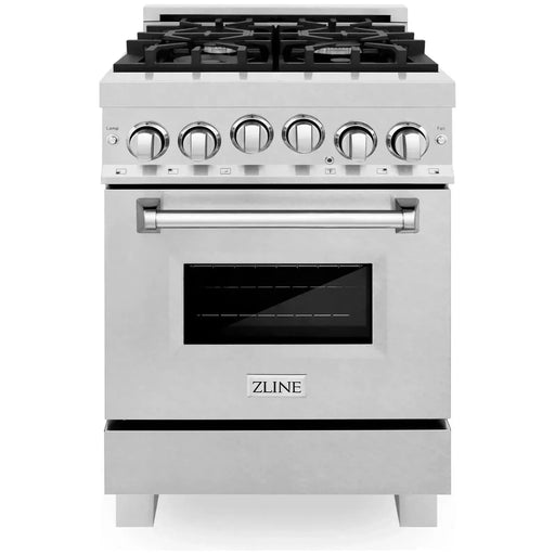 ZLINE 24 In. Professional Gas Range In Stainless Steel With DuraSnow® Stainless Steel Door, RG-SN-24