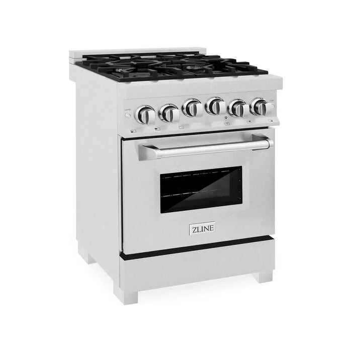 ZLINE 24 In. Professional Gas Range In Stainless Steel With DuraSnow® Stainless Steel Door, RG-SN-24