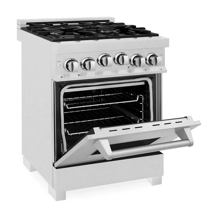 ZLINE 24 In. Professional Gas Range In Stainless Steel With DuraSnow® Stainless Steel Door, RG-SN-24