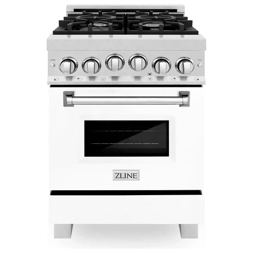 ZLINE 24 In. Professional Gas Range In Stainless Steel With White Matte Door, RG-WM-24