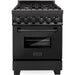 ZLINE 24 in. Professional Range with Gas Burner and Electric Oven In Black Stainless Steel with Brass Burners RAB-BR-24