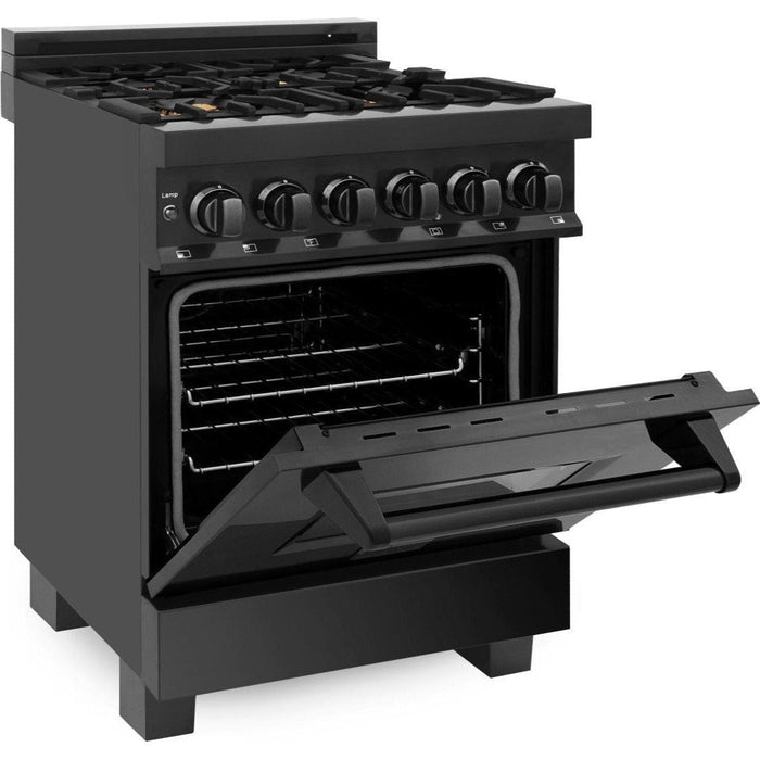 ZLINE 24 in. Professional Range with Gas Burner and Electric Oven In Black Stainless Steel with Brass Burners RAB-BR-24