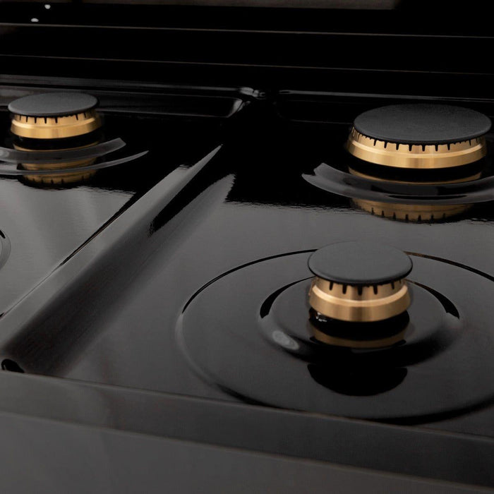 ZLINE 24 in. Professional Range with Gas Burner and Electric Oven In Black Stainless Steel with Brass Burners RAB-BR-24