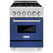 ZLINE 24 in. Professional Range with Gas Burner and Electric Oven In DuraSnow with Blue Matte Door RAS-BM-24