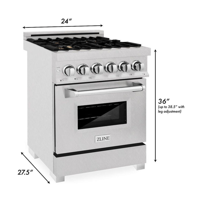 ZLINE 24 in. Professional Range with Gas Burner and Electric Oven In DuraSnow with Red Matte Door RAS-RM-24