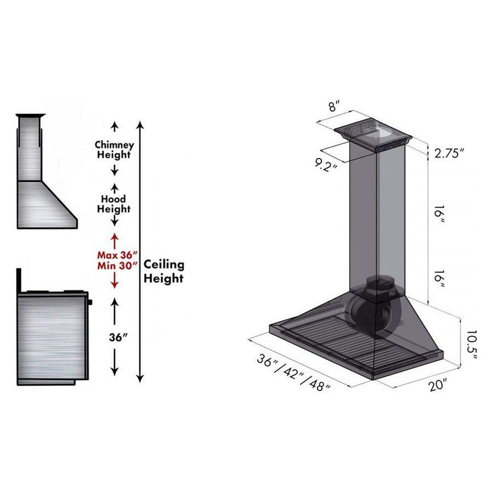 ZLINE 24 in. Stainless Steel Wall Range Hood with Built-in CrownSound Bluetooth Speakers KBCRN-BT-24