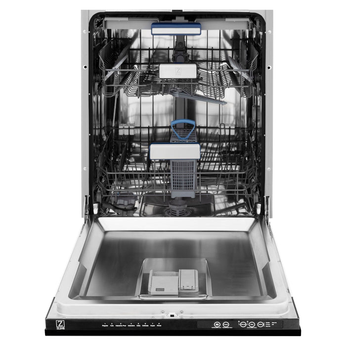 ZLINE 24 In. Tallac Series 3rd Rack Dishwasher In Black Stainless Steel with Stainless Steel Tub and 51dBa DWV-BS-24