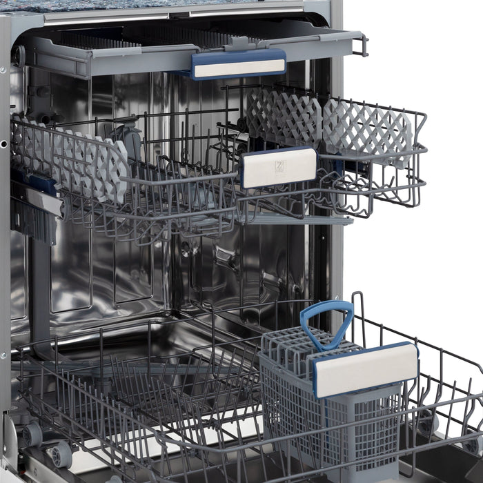 ZLINE 24 In. Tallac Series 3rd Rack Dishwasher In Black Stainless Steel with Stainless Steel Tub and 51dBa DWV-BS-24