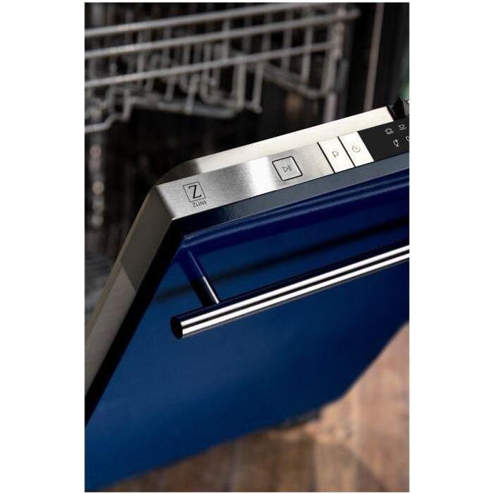 ZLINE 24 in. Top Control Dishwasher In Blue Gloss and Modern Handle DW-BG-H-24