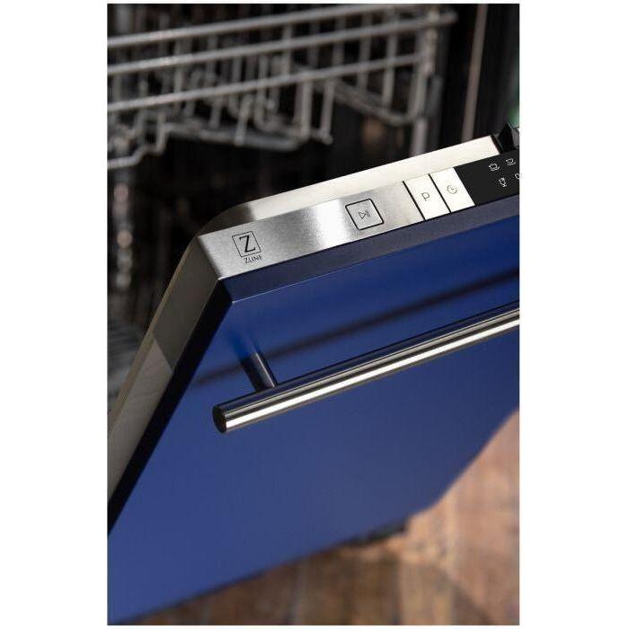 ZLINE 24 in. Top Control Dishwasher In Blue Matte with Stainless Steel Tub and Modern Handle DW-BM-H-24